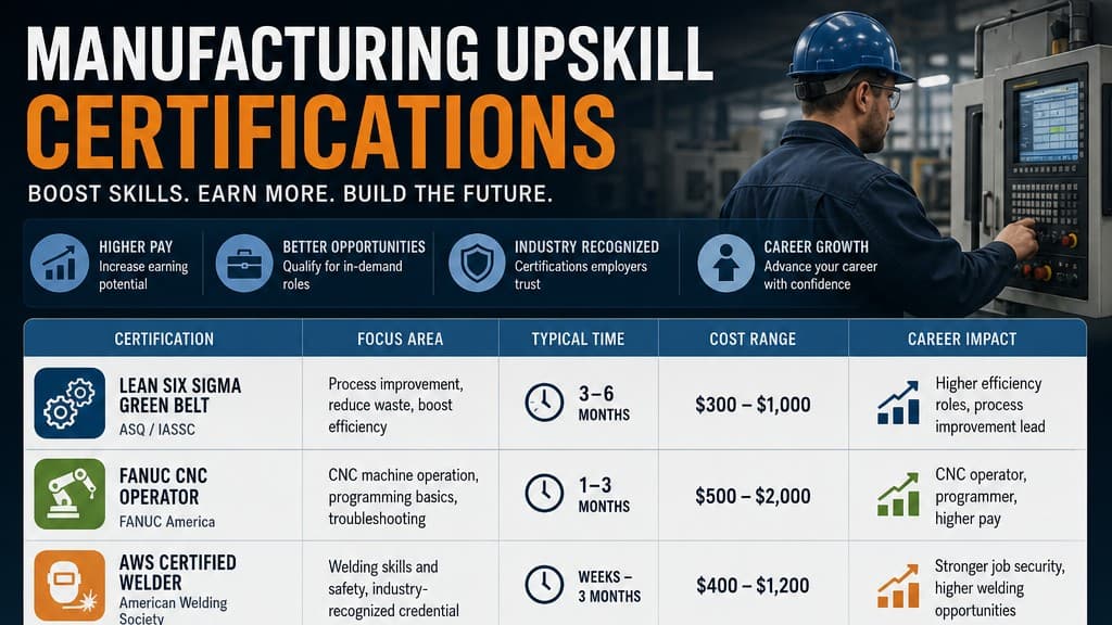 Smart Path to Upskilling: Best Certifications for U.S. Manufacturing Workers (2026 Edition)